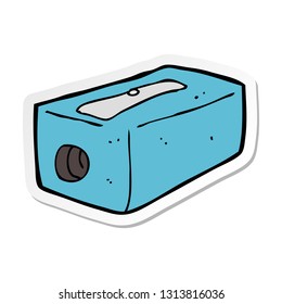 sticker of a cartoon pencil sharpener