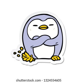 sticker of a cartoon penguin tapping foot