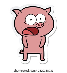 sticker of a cartoon pig shouting