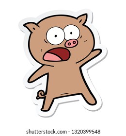 sticker of a cartoon pig shouting
