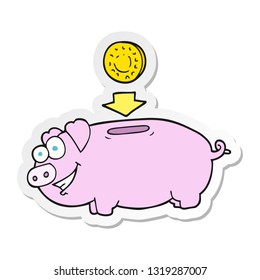 sticker of a cartoon piggy bank