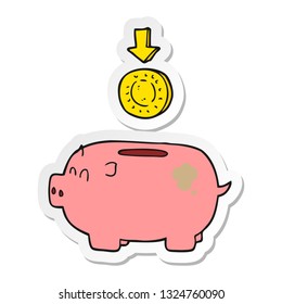 sticker of a cartoon piggy bank