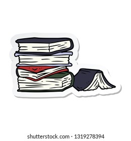 sticker of a cartoon pile of books