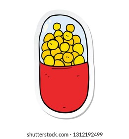 sticker of a cartoon pill