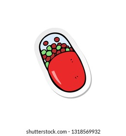 pegatina de una píldora de dibujos animados