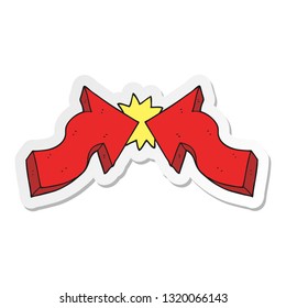 sticker of a cartoon pointing arrows