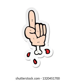 sticker of a cartoon pointing halloween hand