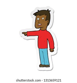 pegatina de un hombre que apunta a una caricatura