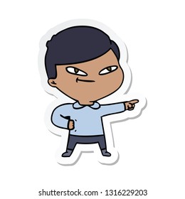 sticker of a cartoon pointing man
