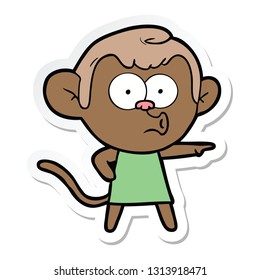 sticker of a cartoon pointing monkey