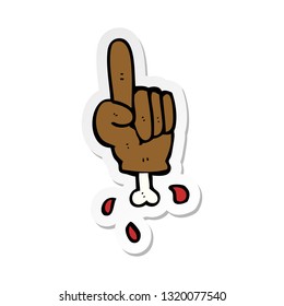 pegatina de una caricatura apuntando con la mano cortada