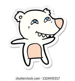 sticker of a cartoon polar bear showing teeth