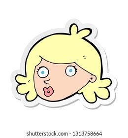 sticker of a cartoon pretty face