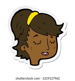 sticker of a cartoon pretty female face