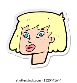 sticker of a cartoon pretty female face