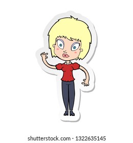 sticker of a cartoon pretty girl