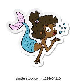sticker of a cartoon pretty mermaid
