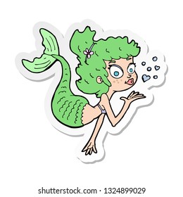 sticker of a cartoon pretty mermaid