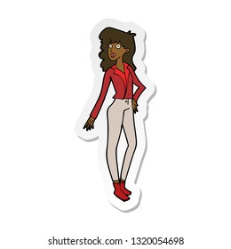 sticker of a cartoon pretty woman 