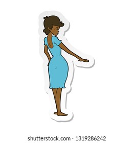 sticker of a cartoon pretty woman looking at nails