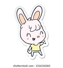 sticker of a cartoon rabbit