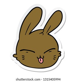 pegatina de una caricatura de la cara de conejo