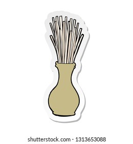 sticker of a cartoon reeds in vase