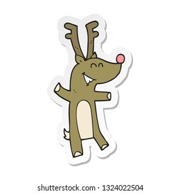sticker of a cartoon reindeer