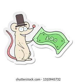 sticker of a cartoon rich mouse