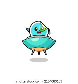 sticker cartoon riding a future spaceship , cute design