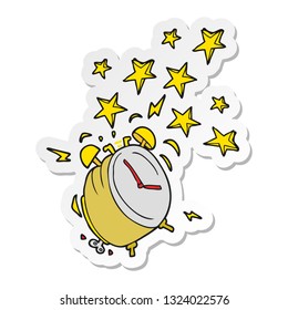 sticker of a cartoon ringing alarm clock