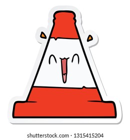 sticker of a cartoon road traffic cone