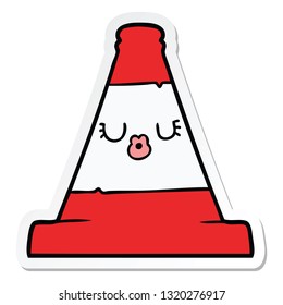 sticker of a cartoon road traffic cone