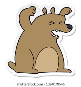 sticker of a cartoon roaring bear