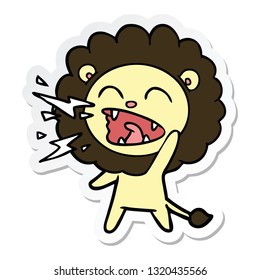 sticker of a cartoon roaring lion
