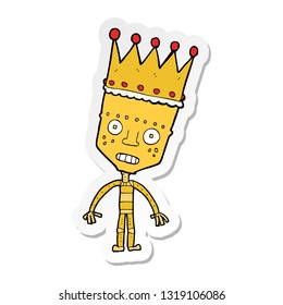 adesivo de um robô de desenho animado com coroa