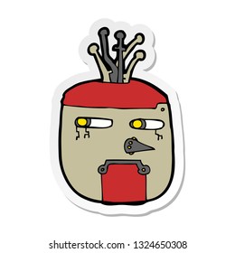 pegatina de la cabeza de un robot de dibujos animados