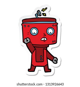 sticker of a cartoon robot waving