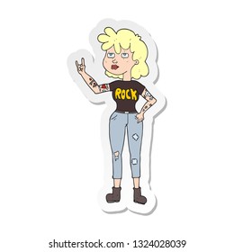 sticker of a cartoon rocker girl