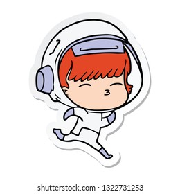sticker of a cartoon running astronaut