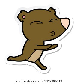 pegatina de un oso de caricatura