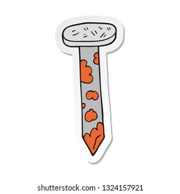 sticker of a cartoon rusty nail