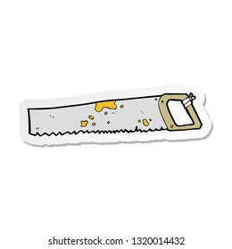 sticker of a cartoon rusty old saw