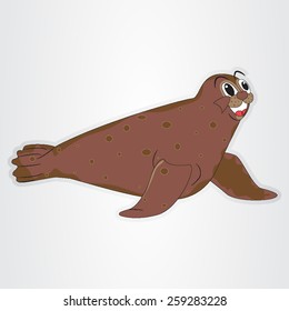 Sticker with a cartoon sea lion