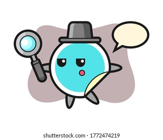 Sticker cartoon searching with a magnifying glass