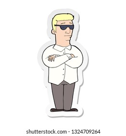 sticker of a cartoon security guy