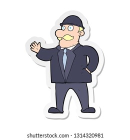 sticker of a cartoon sensible business man in bowler hat