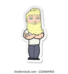 sticker of a cartoon serious man with beard