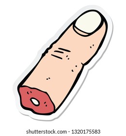 Sticker Of A Cartoon Severed Finger