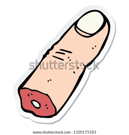 sticker of a cartoon severed finger